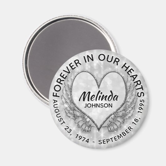 Aangepaste herinnering | Angel Wings en Heart Magneet (Voorkant / Achterkant)