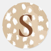 Aangepaste hertenprintmonogram, bosnimf ronde sticker (Voorkant)