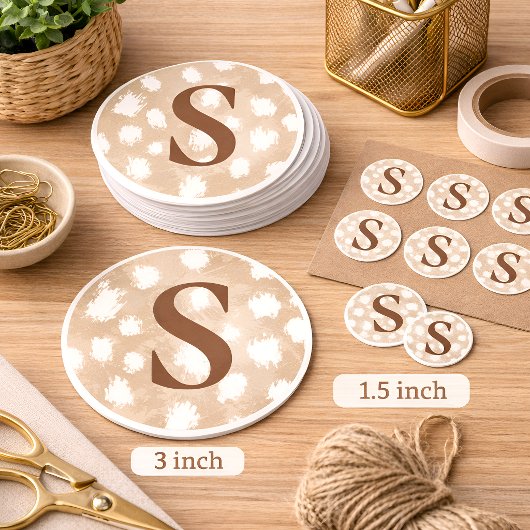 Aangepaste hertenprintmonogram, bosnimf ronde sticker