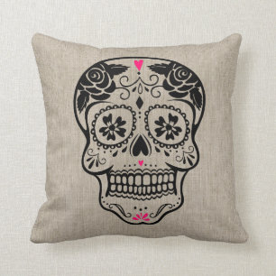 Aangepaste hipster Sugar Skull Kussen