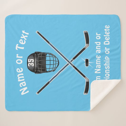 Aangepaste Hockey Blanket, uw KLEUREN en TEKST Sherpa Deken (Voorkant (horizontaal))