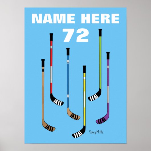 Aangepaste Hockey Player Name Hockey Sticks Poster (Voorkant)