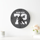 Aangepaste Hockey Player Name Number Dark Grey Grote Klok (Huis)