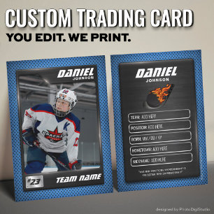 Aangepaste hockeykaart, Blauwe Graphiet Speler Contactkaartje