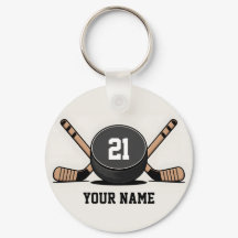 Aangepaste Hockeypuck en -Sticks Sleutelhanger