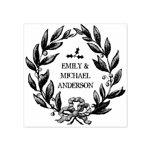 Aangepaste Holly Berries kranszegel Rubberstempel (Afrduk)