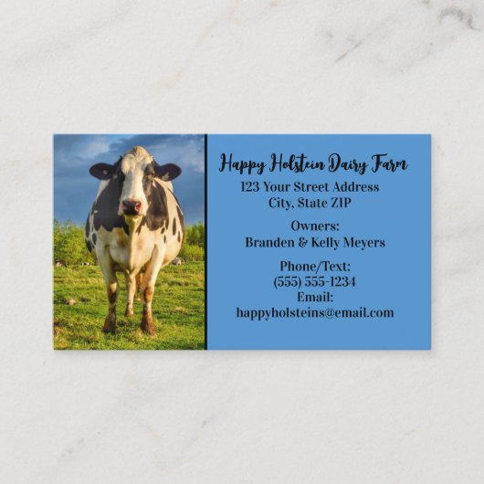 Aangepaste Holstein Koe Business Visitekaartje (Voorkant)