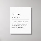 Aangepaste home definitie familienaam zwart-wit canvas afdruk (Voorkant)