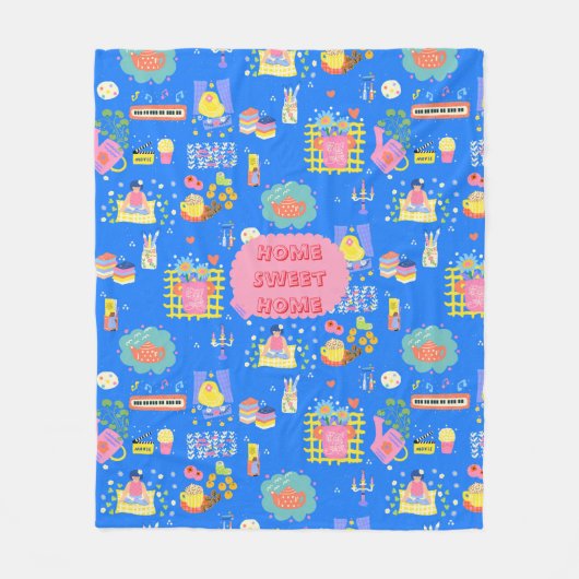 Aangepaste Home Sweet Home Fleece Deken (Voorkant)