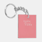 Aangepaste "Home Sweet Home" Roos Roze Sleutelhanger (Voorkant Links)