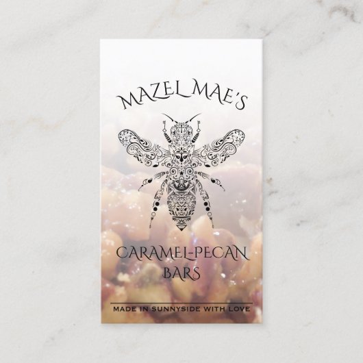 Aangepaste homemade Caramel-Pecan Bars HoneyBee Re Visitekaartje (Voorkant)
