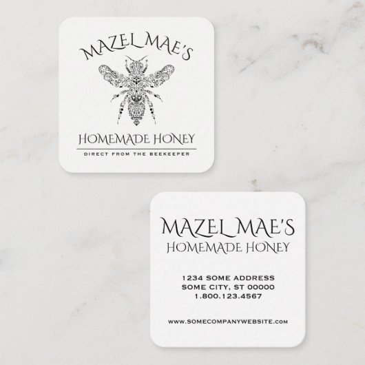 Aangepaste Homemade Honey Vierkante Visitekaartje (Voorkant / Achterkant)