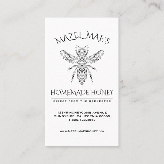 Aangepaste Homemade Honey Visitekaartje (Voorkant)