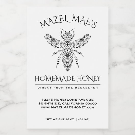 Aangepaste Homemade Honey Voedselcontainer Etiket (Enkel label)