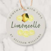 Aangepaste Homemade Limoncello Light Grey Bedankjes Labels (Voorkant)