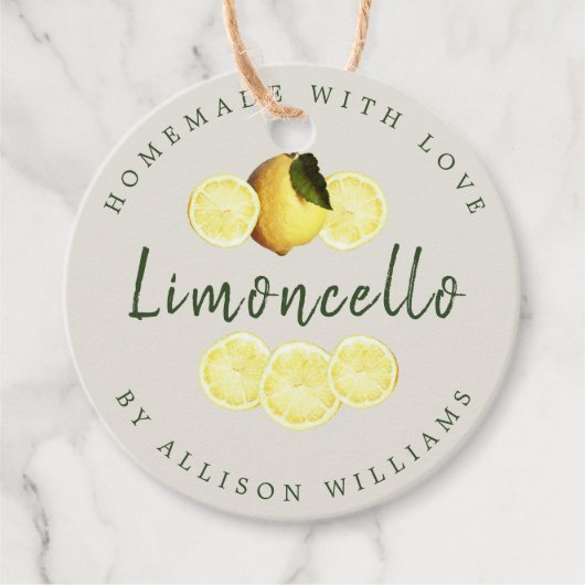 Aangepaste Homemade Limoncello Light Grey Bedankjes Labels (Voorkant)
