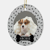 Aangepaste hond-bont & Pawprint-feestdag foto-pen Keramisch Ornament (Links)