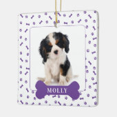 Aangepaste hond-bont & Pawprint-feestdag foto-pen Keramisch Ornament (Links)