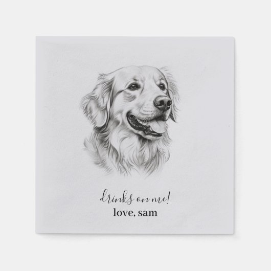 Aangepaste hond bruiloft servet | Golden Retriever (Voorkant)