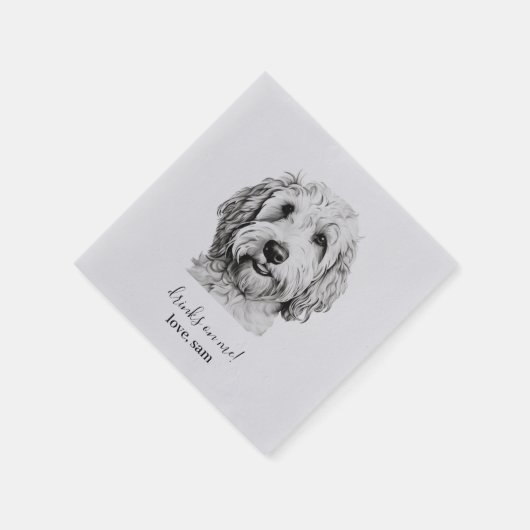 Aangepaste hond bruiloft servet | Gouden Doodle (Hoek)