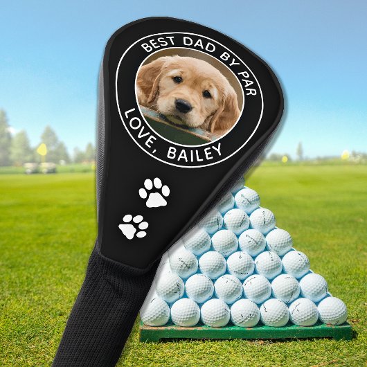 Aangepaste hond Foto beste vader, zwart wit zwart Golfheadcover