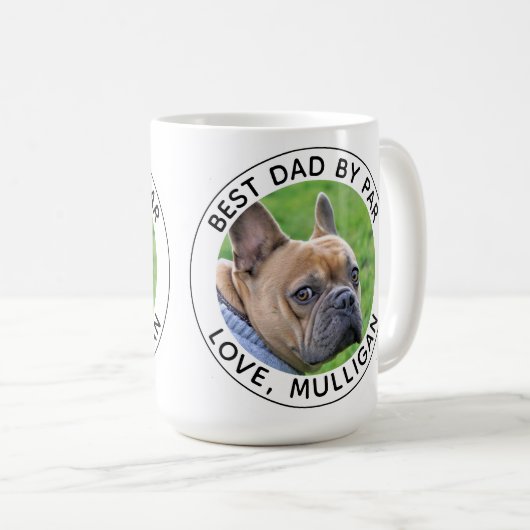 Aangepaste hond Foto beste vader, zwart wit zwart Koffiemok (Voorkant rechts)