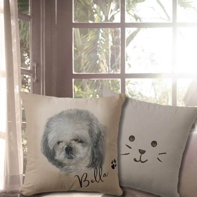 Aangepaste hond foto gepersonaliseerde gooi kussen (Custom Dog Photo Image personalized Throw Pillow)