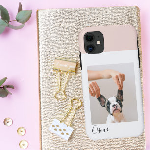 Aangepaste Hond Foto iPhone Case   Pastel Roze & N