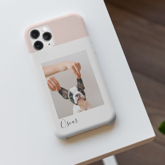 Aangepaste Hond Foto iPhone Case | Pastel Roze & N