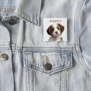 Aangepaste Hond Foto & Naam Button