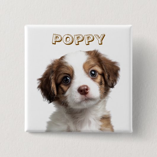 Aangepaste Hond Foto & Naam Button (Voorkant)