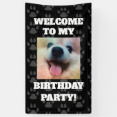 Aangepaste hond foto verjaardagsfeestje spandoek (Verticaal)