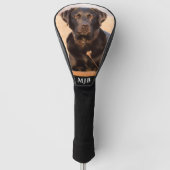 Aangepaste Hond Foto Zwarte Labrador Gepersonalise Golfheadcover (Voorkant)