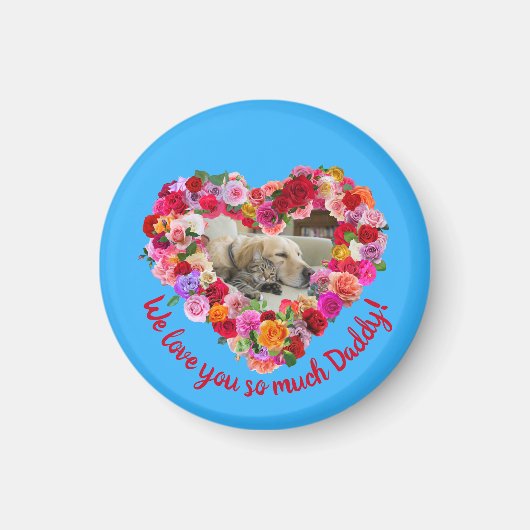 Aangepaste Hond, Kat, Huisdier Foto Vaderdag Roos  Magneet (Voorkant)