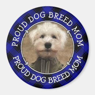 Aangepaste hond Mam Pap Foto Lijst Blauw en Zwart Magneet