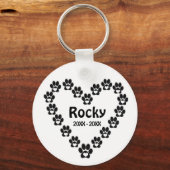 Aangepaste hond Memorial Simple Heart Paws Sleutelhanger (Voorkant)