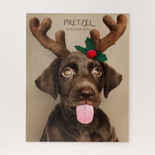 Aangepaste hond met kerstmis onze goede hond legpuzzel (Verticaal)