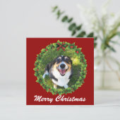 Aangepaste hond met prettige kerstmis feestdagenkaart (Staand voorkant)