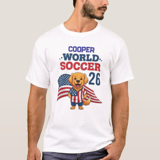 Aangepaste Hond Naam USA Voetbal Fan 2026 Golden R T-shirt