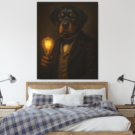 Aangepaste Hond Portret Canvas - Edele Stijl (Insitu (Slaapkamer))
