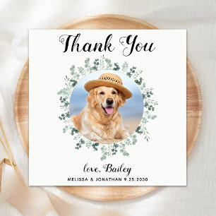 Aangepaste Hond Trouwen Dank u Moderne Foto Servet