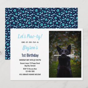 Aangepaste Hond Verjaardag Blauwe Poot Print Puppy Kaart