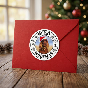 Aangepaste hond vrolijke Woofmas Festive Holiday Ronde Sticker