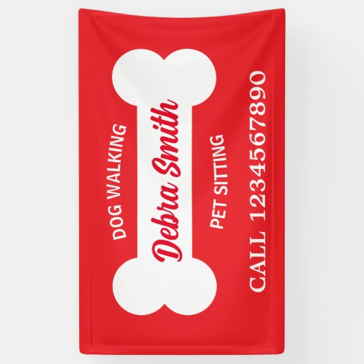 Aangepaste hond wandelen huisdier zitten bedrijf y spandoek (Verticaal)