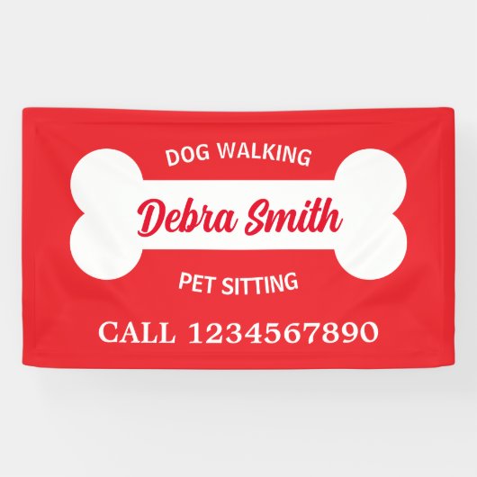 Aangepaste hond wandelen huisdier zitten bedrijf y spandoek (Horizontaal)
