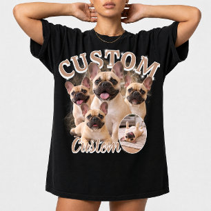 Aangepaste honden-bootlegfotocollage, vintage dier t-shirt