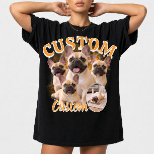 Aangepaste honden-bootlegfotocollage, vintage dier t-shirt
