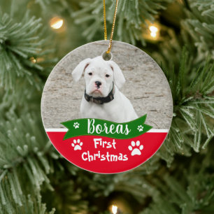 Aangepaste honden Eerste Kerstmis Keramisch Ornament