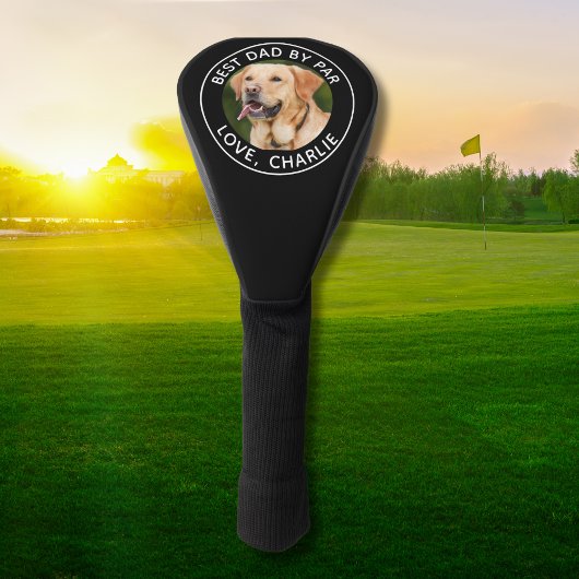 Aangepaste hondenfoto Best Dad van Par Modern Golfheadcover