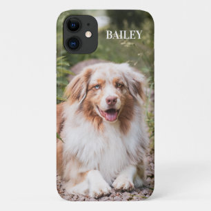Aangepaste hondenfoto en naam gepersonaliseerd hui iPhone 11 hoesje